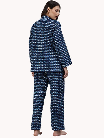 Women's Blue Printed Nightsuit