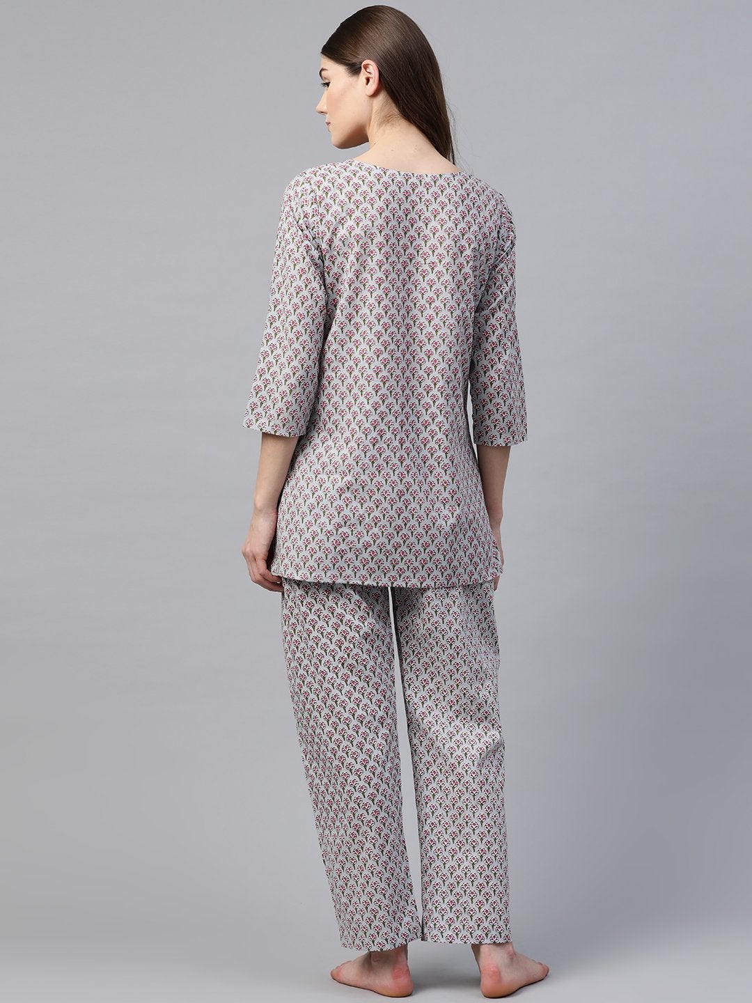 Women's Grey Printed Loungewear/Nightwear