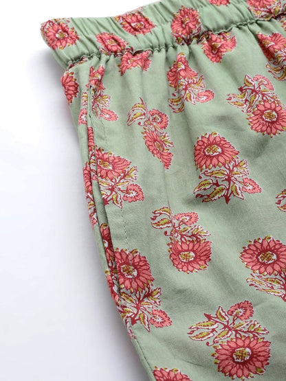 Women's Green Printed Loungewear /Nightwear