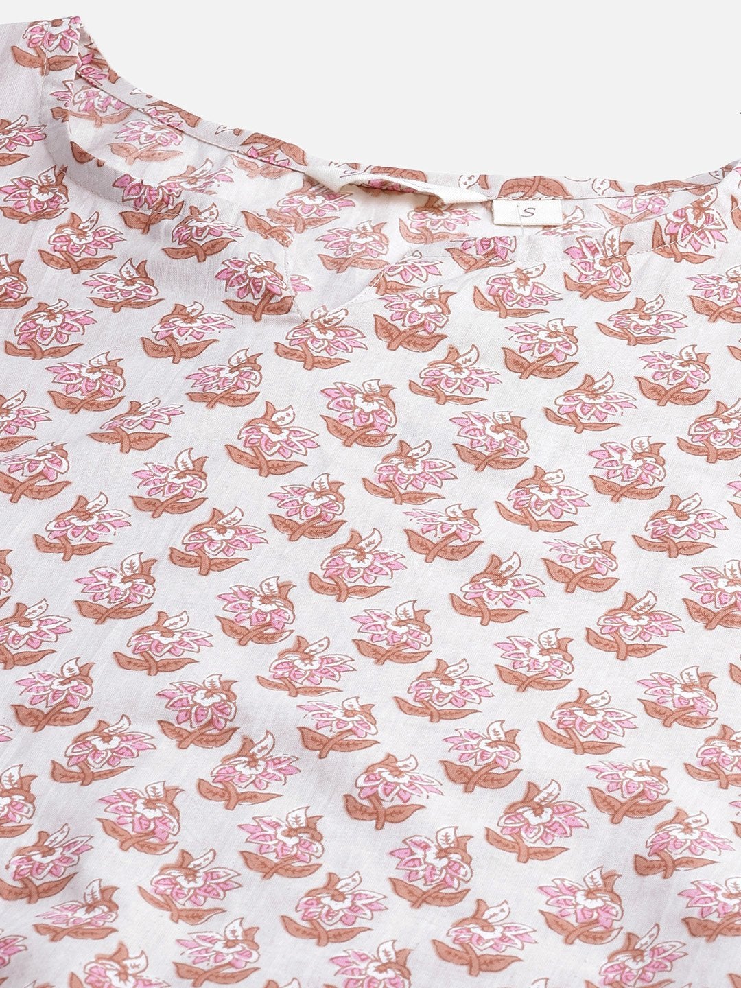 Women's Floral Pink Motif Cotton Nightsuit