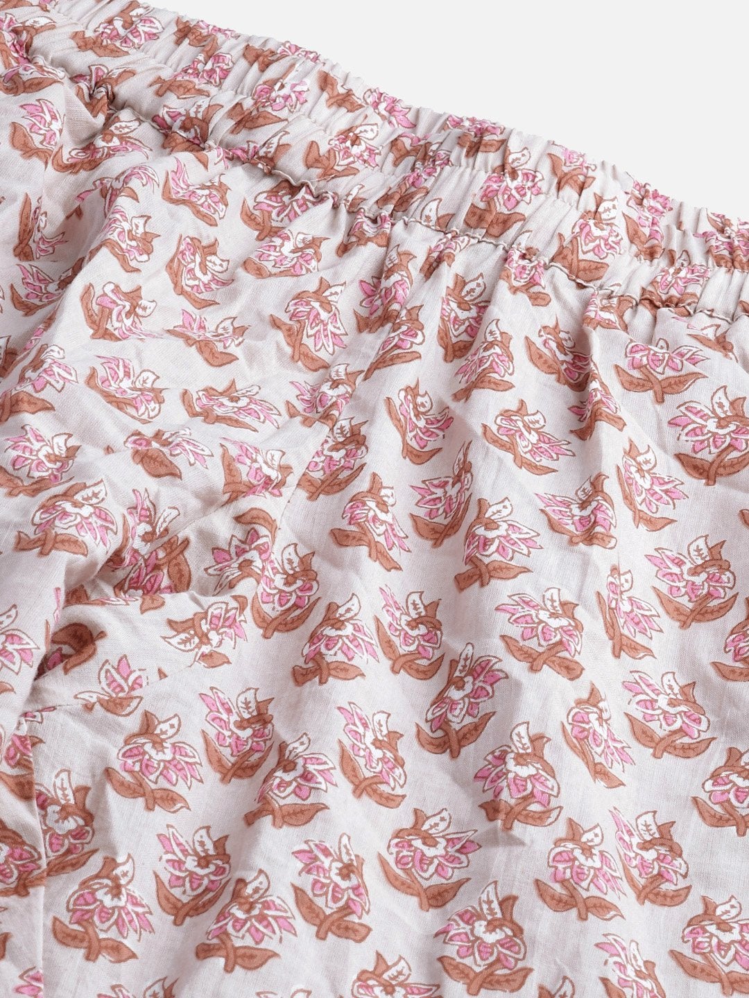 Women's Floral Pink Motif Cotton Nightsuit