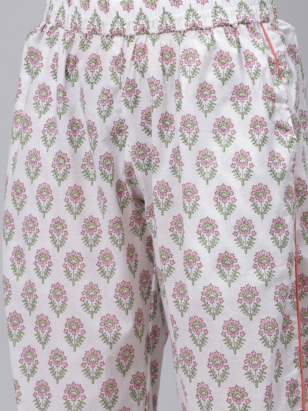 Women's The Dressify White Printed Cotton Night Suit