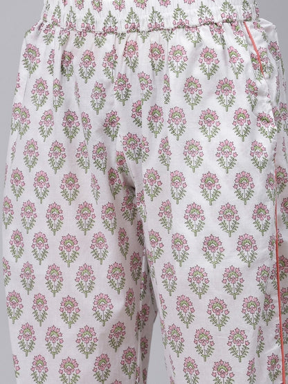 Women's The Dressify White Printed Cotton Night Suit