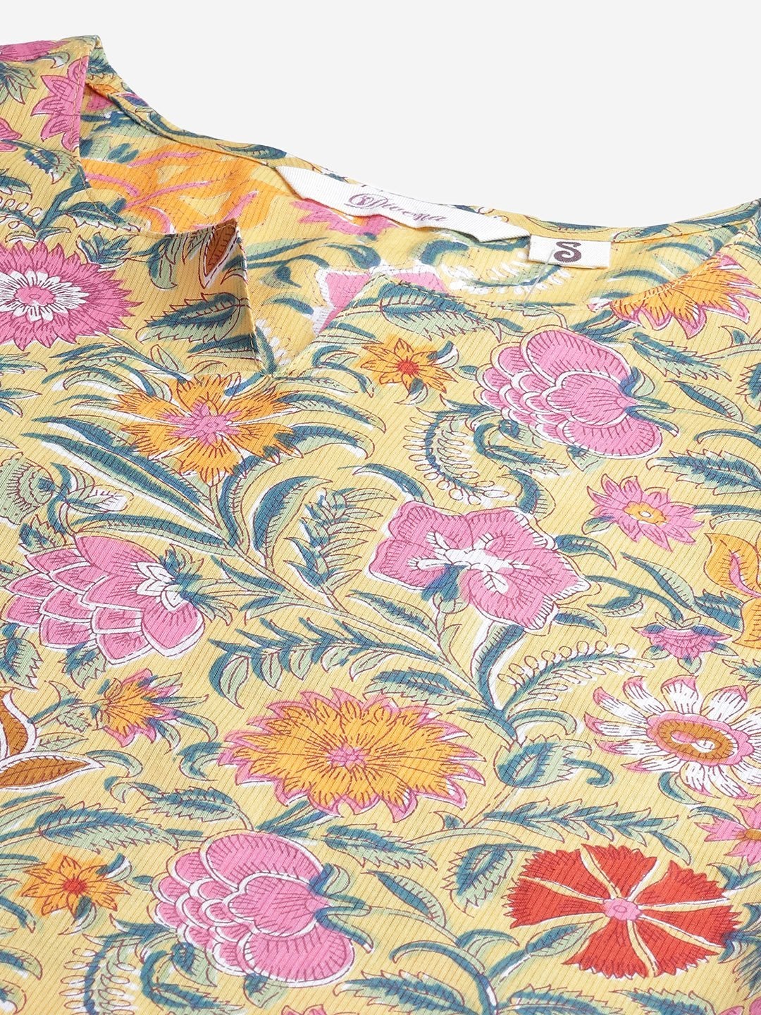 Women's The Dressify Yellow Printed Cotton Night Wear