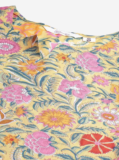 Women's The Dressify Yellow Printed Cotton Night Wear