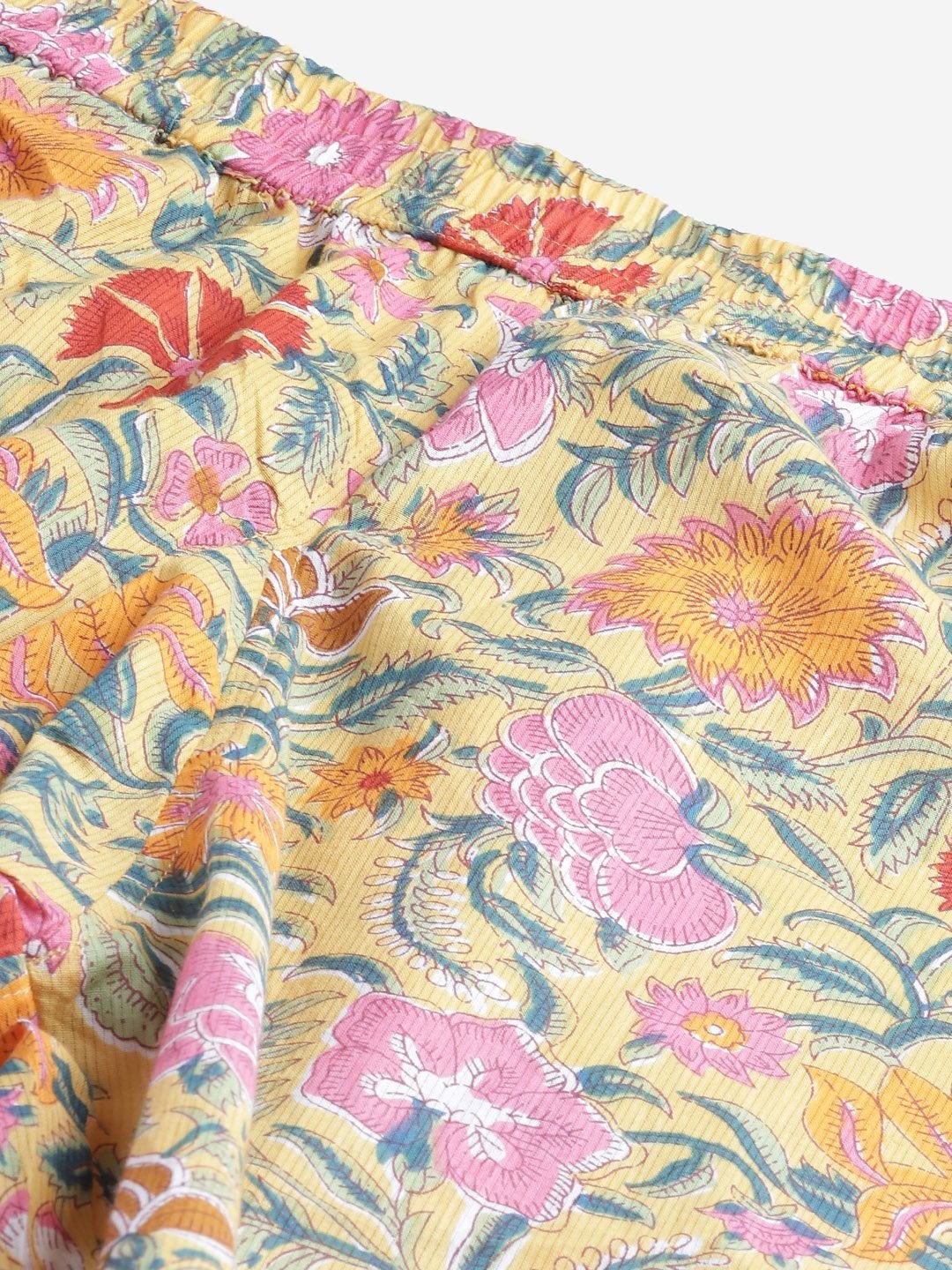 Women's The Dressify Yellow Printed Cotton Night Wear