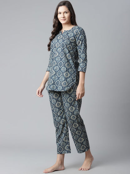 Women's Indigo Cotton Nightwear/Loungewear
