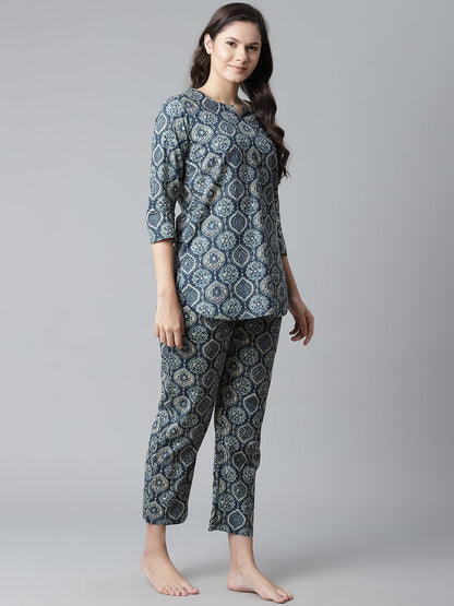 Women's Indigo Cotton Nightwear/Loungewear