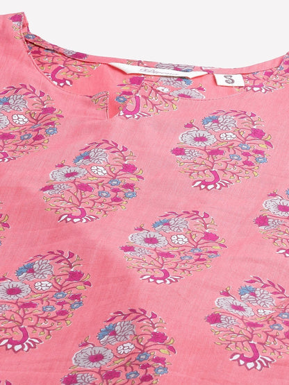 Women's Peach Cotton Printed Nightsuit