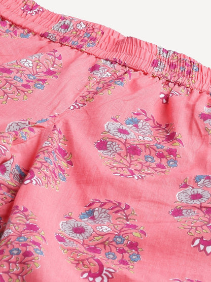 Women's Peach Cotton Printed Nightsuit