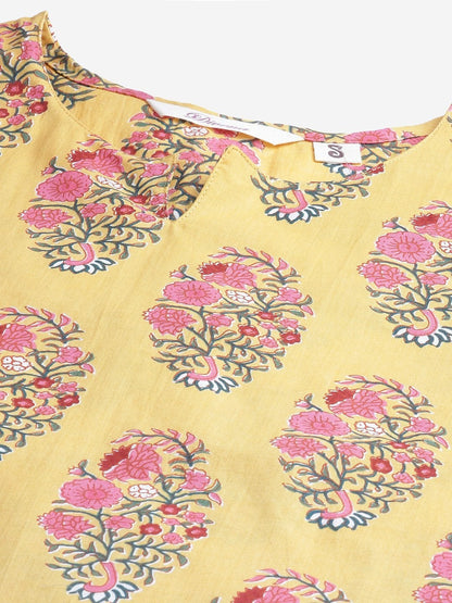 Women's The Dressify Yellow Flower Cotton Motif Nightwear