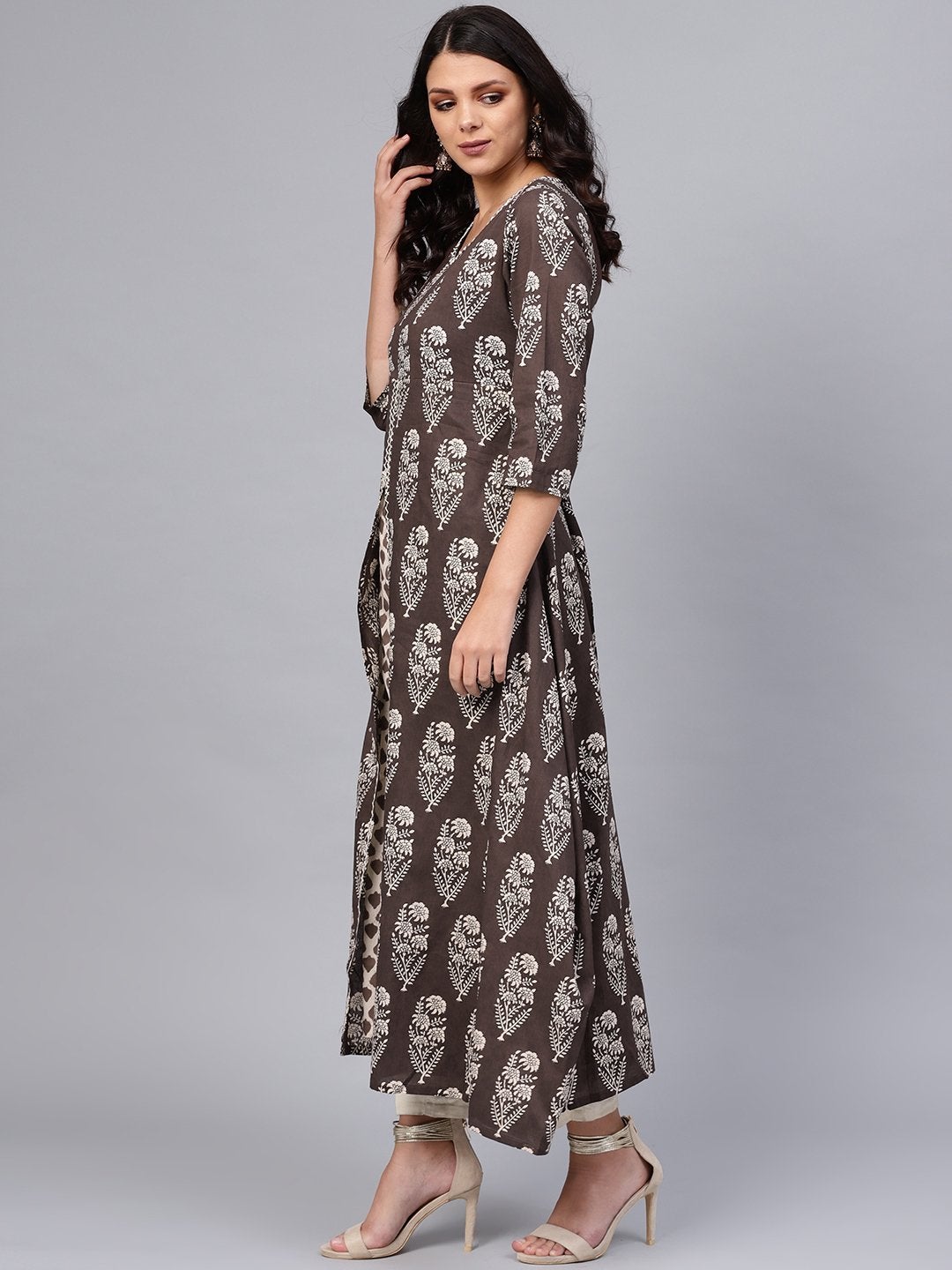 Women's Double Layered Brown Cotton Kurta