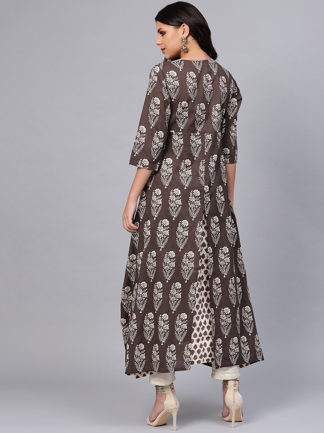 Women's Double Layered Brown Cotton Kurta