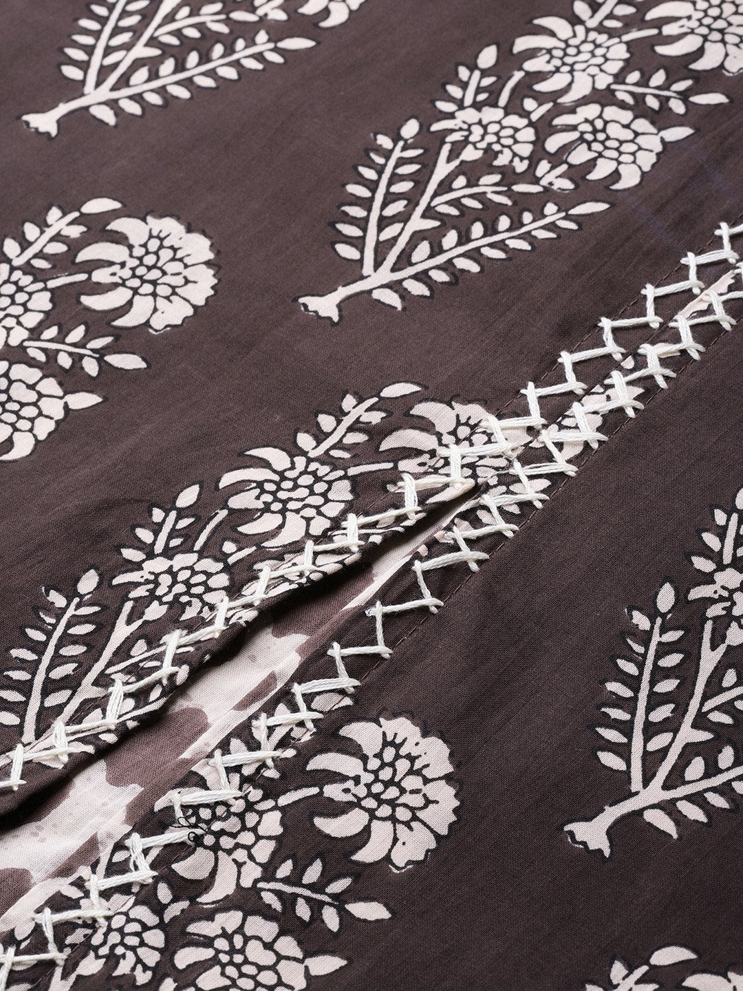Women's Double Layered Brown Cotton Kurta