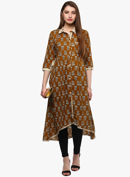Women's Printed Cotton Shirt Style Kurta