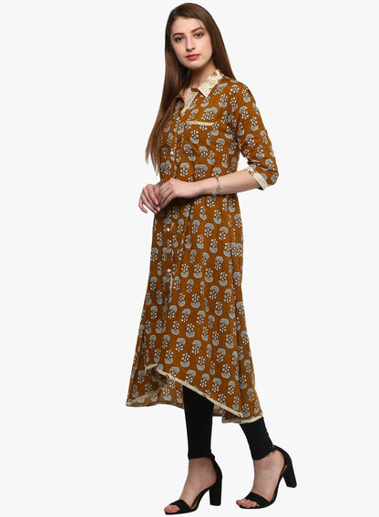 Women's Printed Cotton Shirt Style Kurta