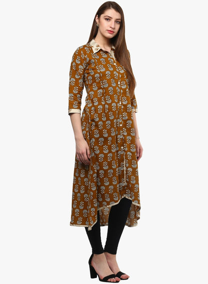 Women's Printed Cotton Shirt Style Kurta
