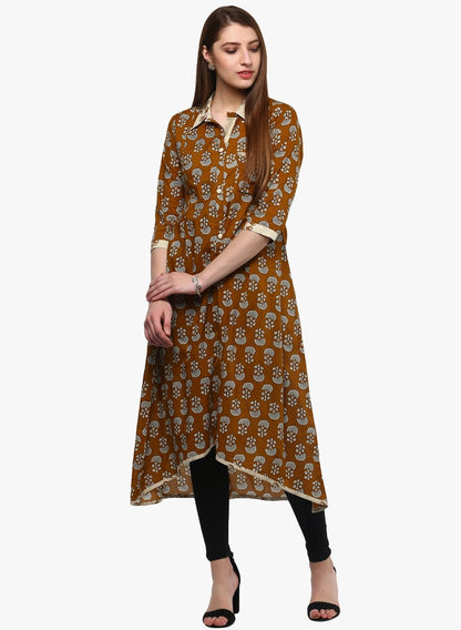 Women's Printed Cotton Shirt Style Kurta