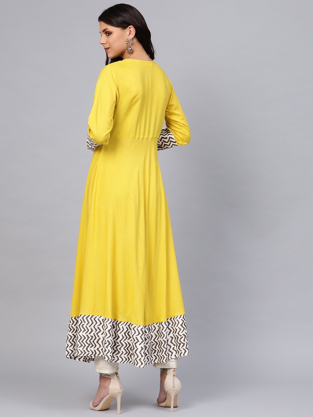Women's Solid Mustard Yellow Rayon Anarkali