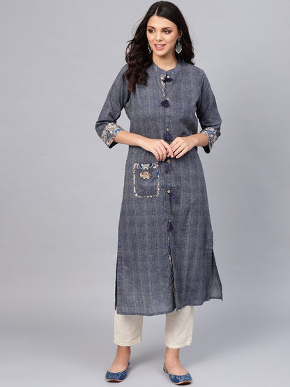 Women's Blue Straight Kurta