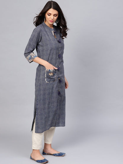 Women's Blue Straight Kurta