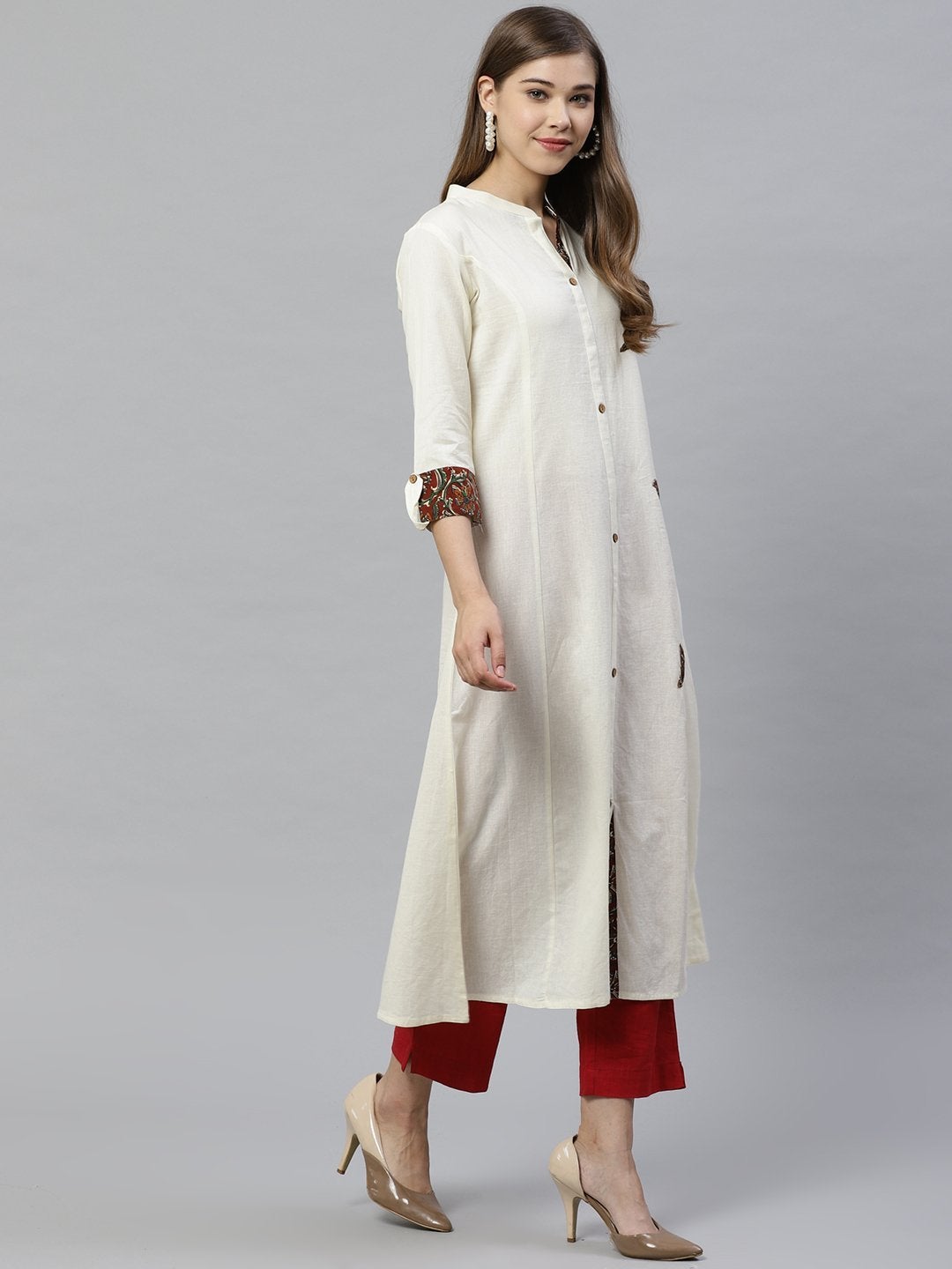 Women's Sequin Work Cotton Flex Off White Kurta
