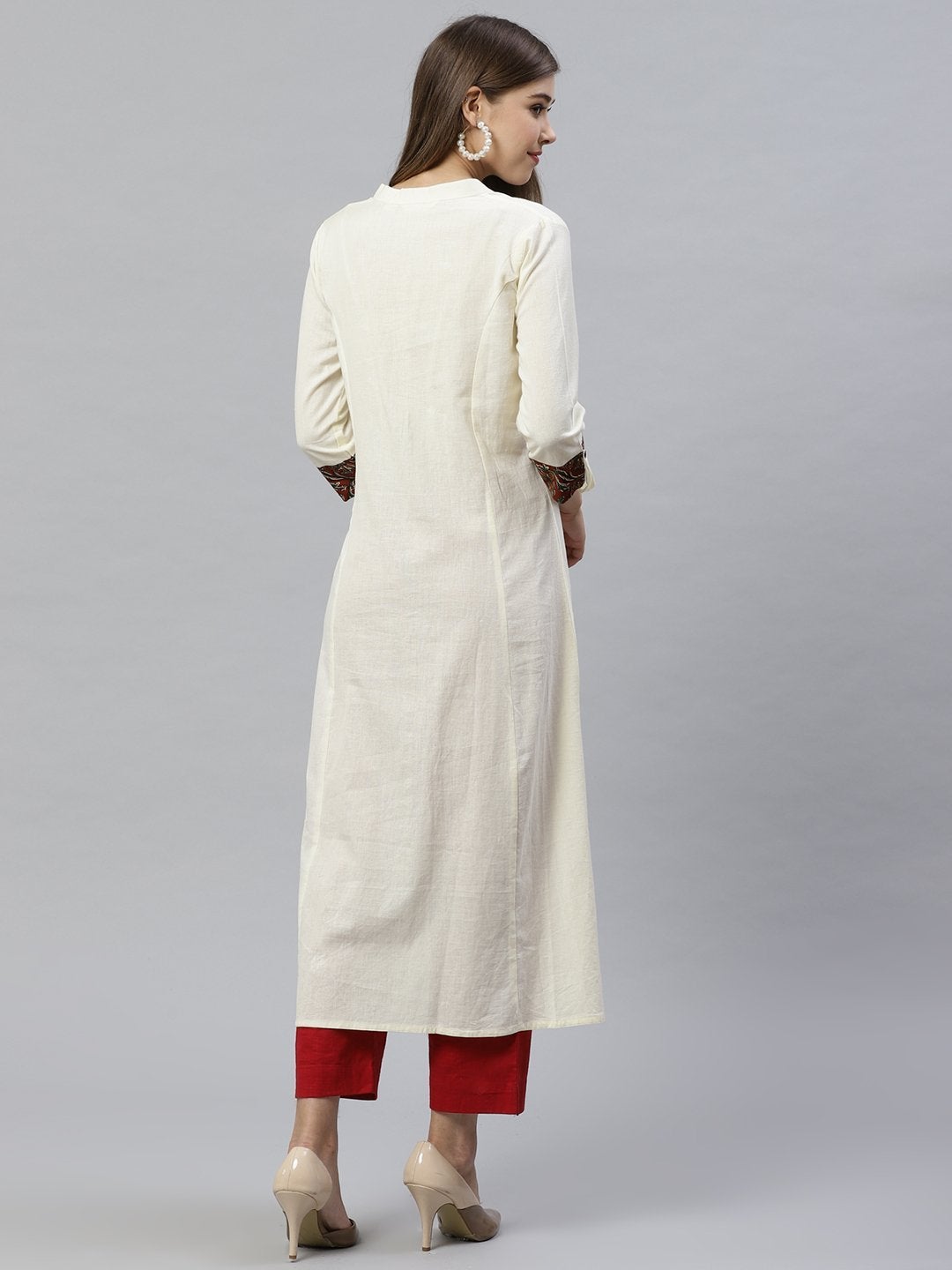 Women's Sequin Work Cotton Flex Off White Kurta