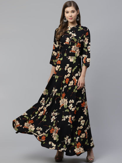 Women's black floor length rayon kurti