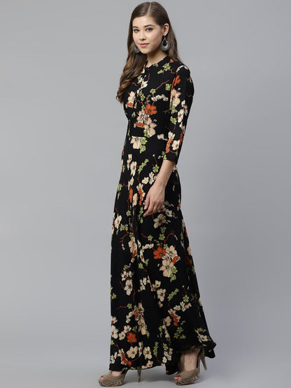 Women's black floor length rayon kurti
