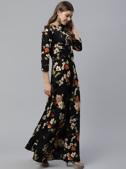 Women's black floor length rayon kurti
