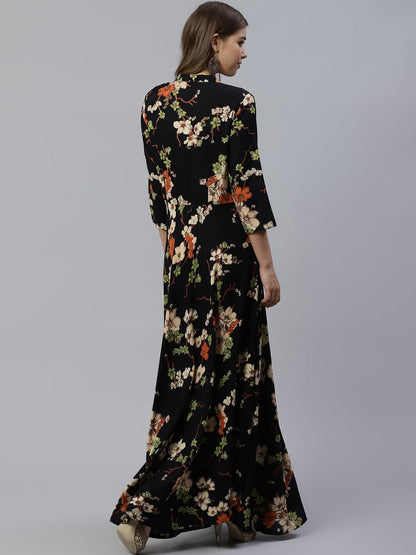 Women's black floor length rayon kurti
