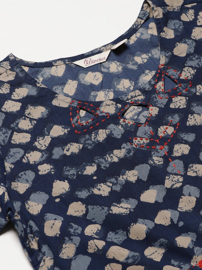 Women's Indigo A Line Cotton Kurta