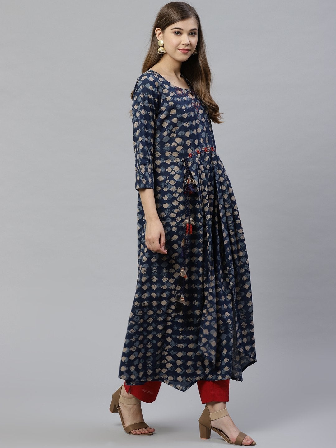 Women's Indigo A Line Cotton Kurta