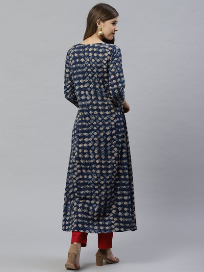 Women's Indigo A Line Cotton Kurta