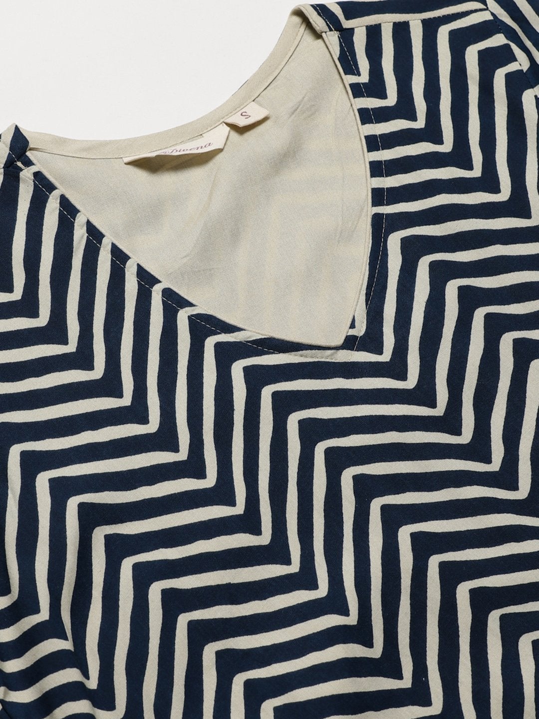 Women's double layered blue and cream rayon kurta