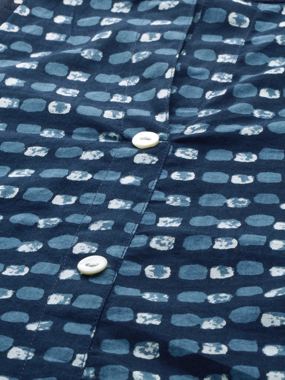 Women's Navy Blue Printed A- Line Kurta