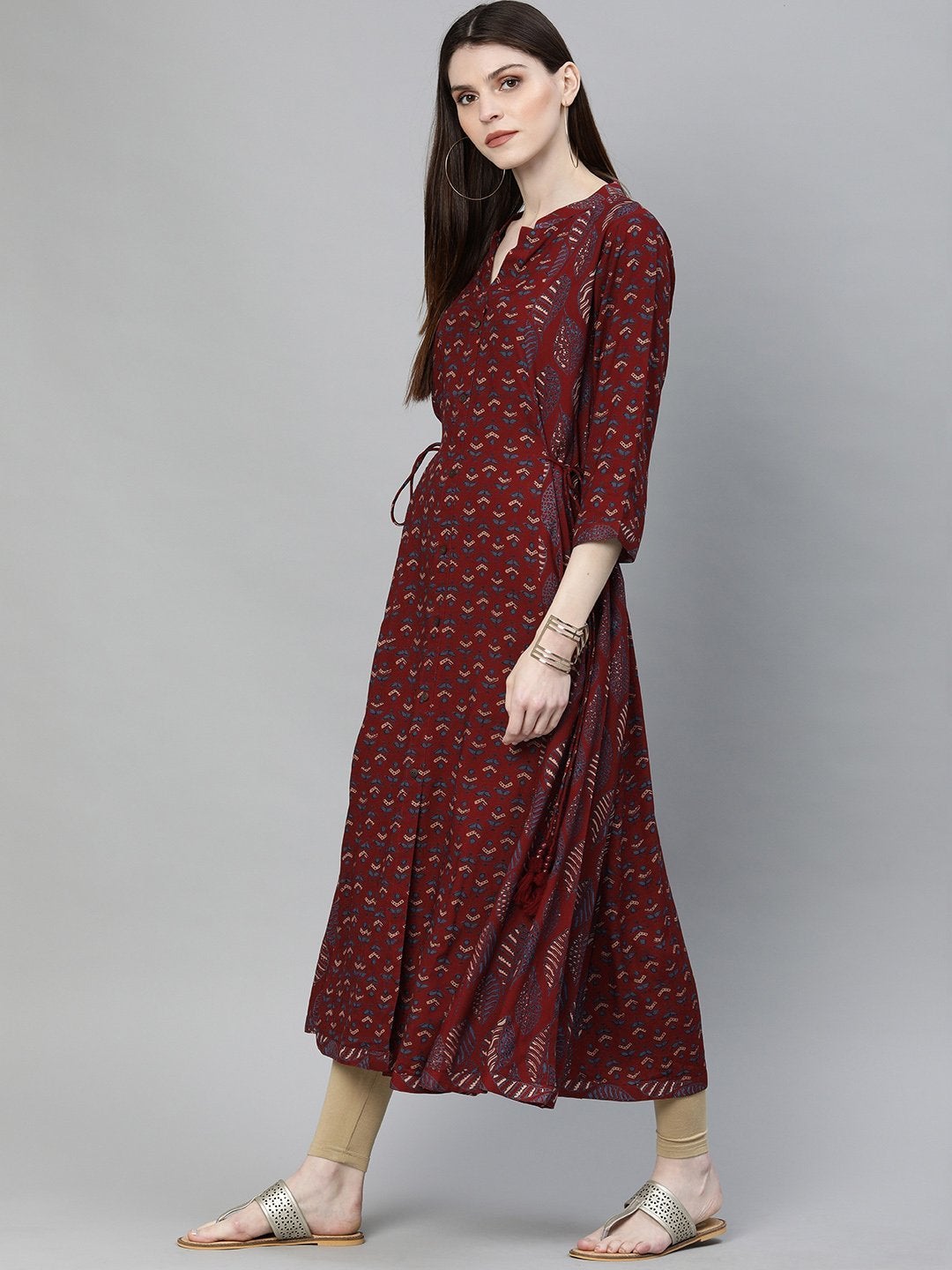 Women's Maroon Rayon Kurta