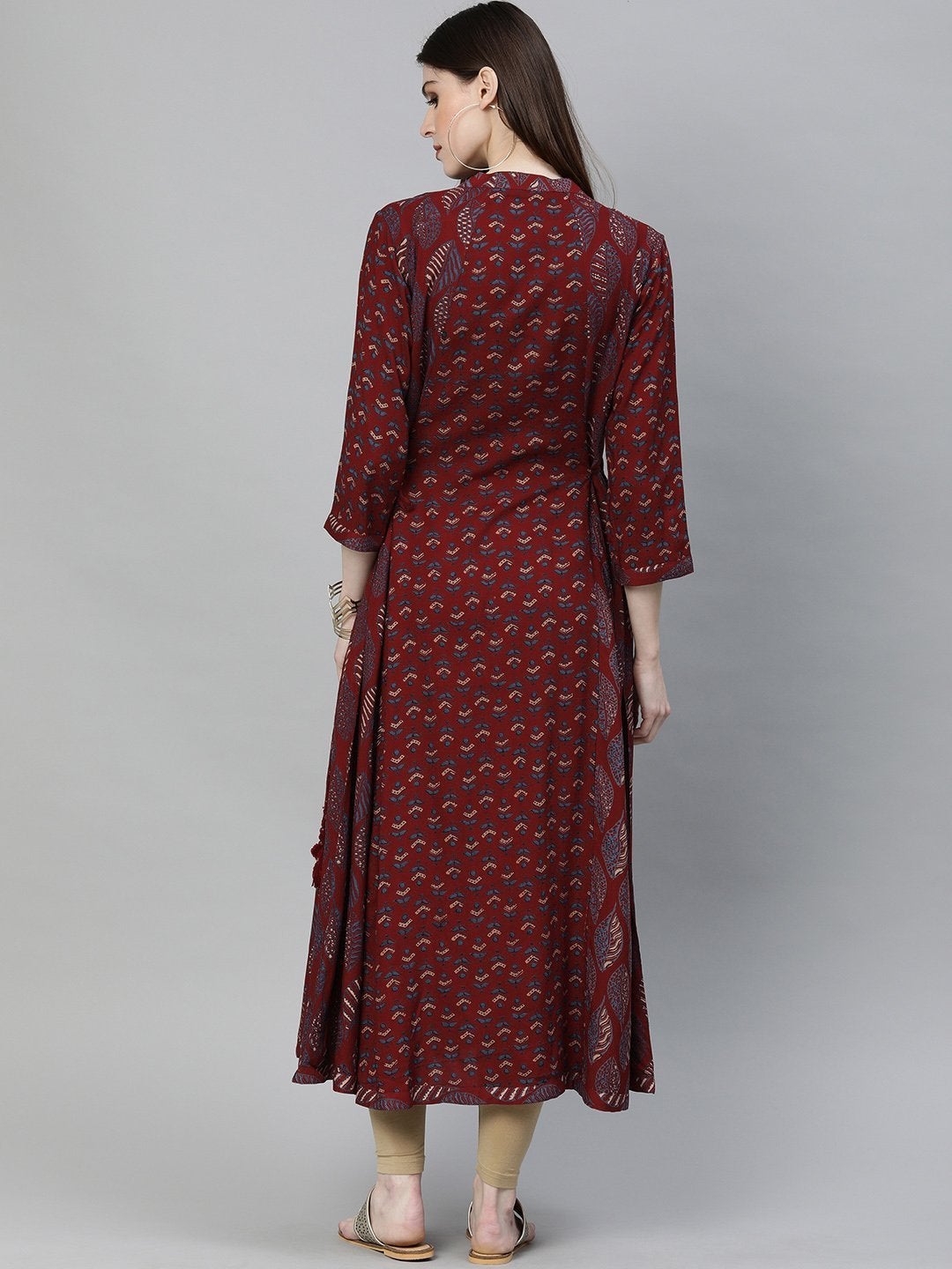 Women's Maroon Rayon Kurta