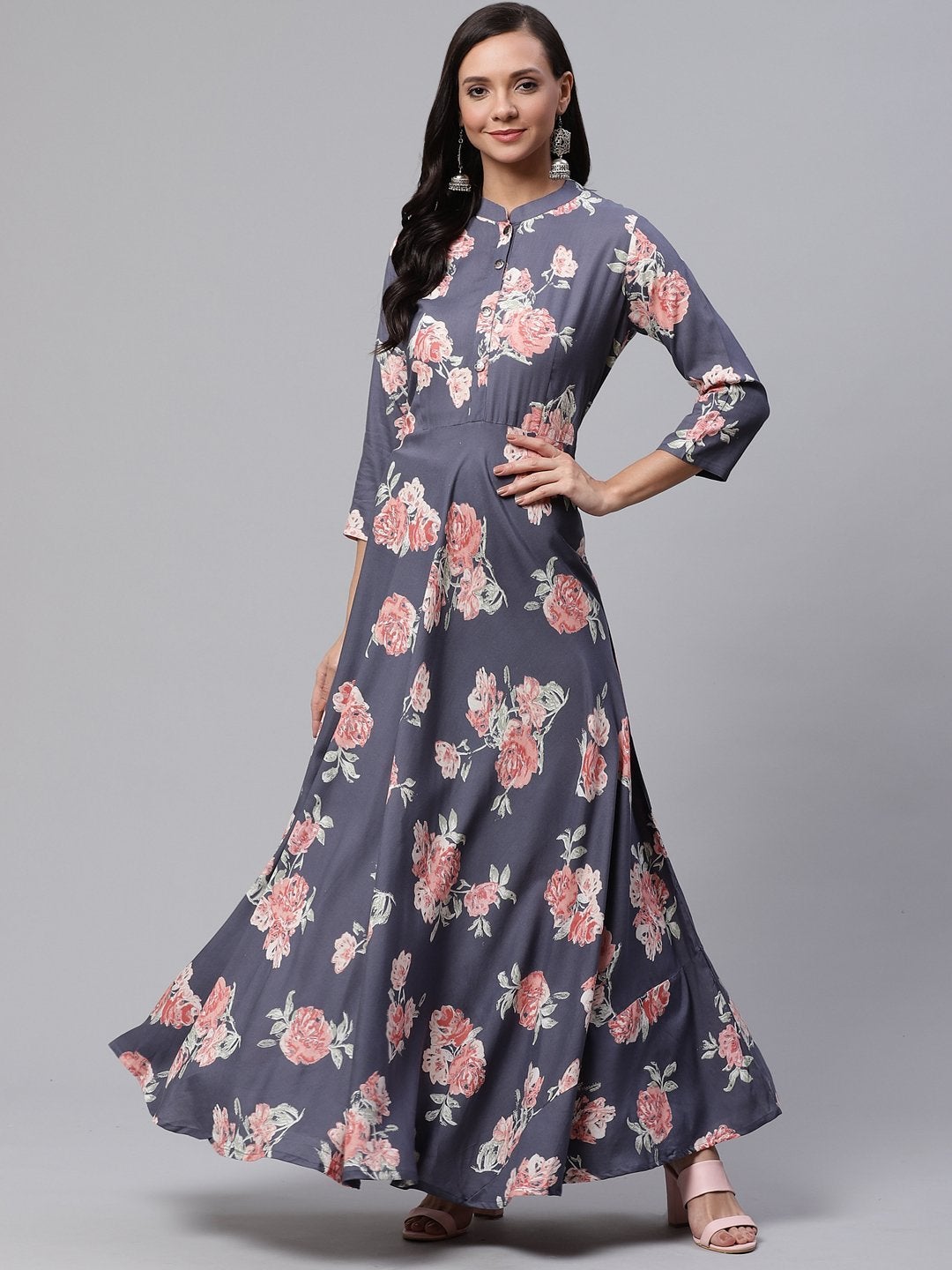 Women's Grey Anarkali Kurta