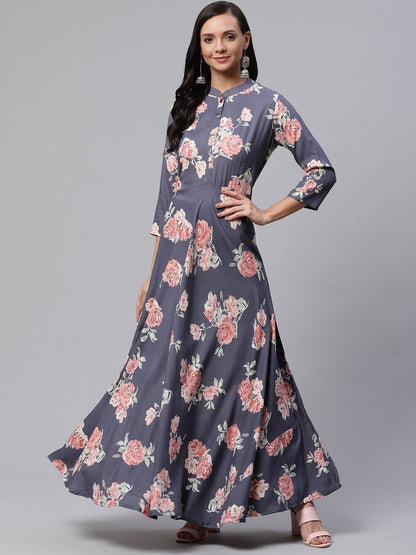 Women's Grey Anarkali Kurta