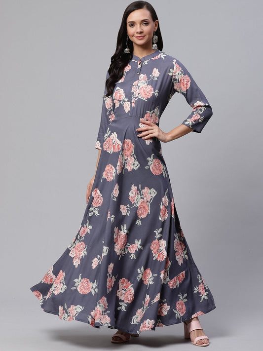 Women's Grey Anarkali Kurta