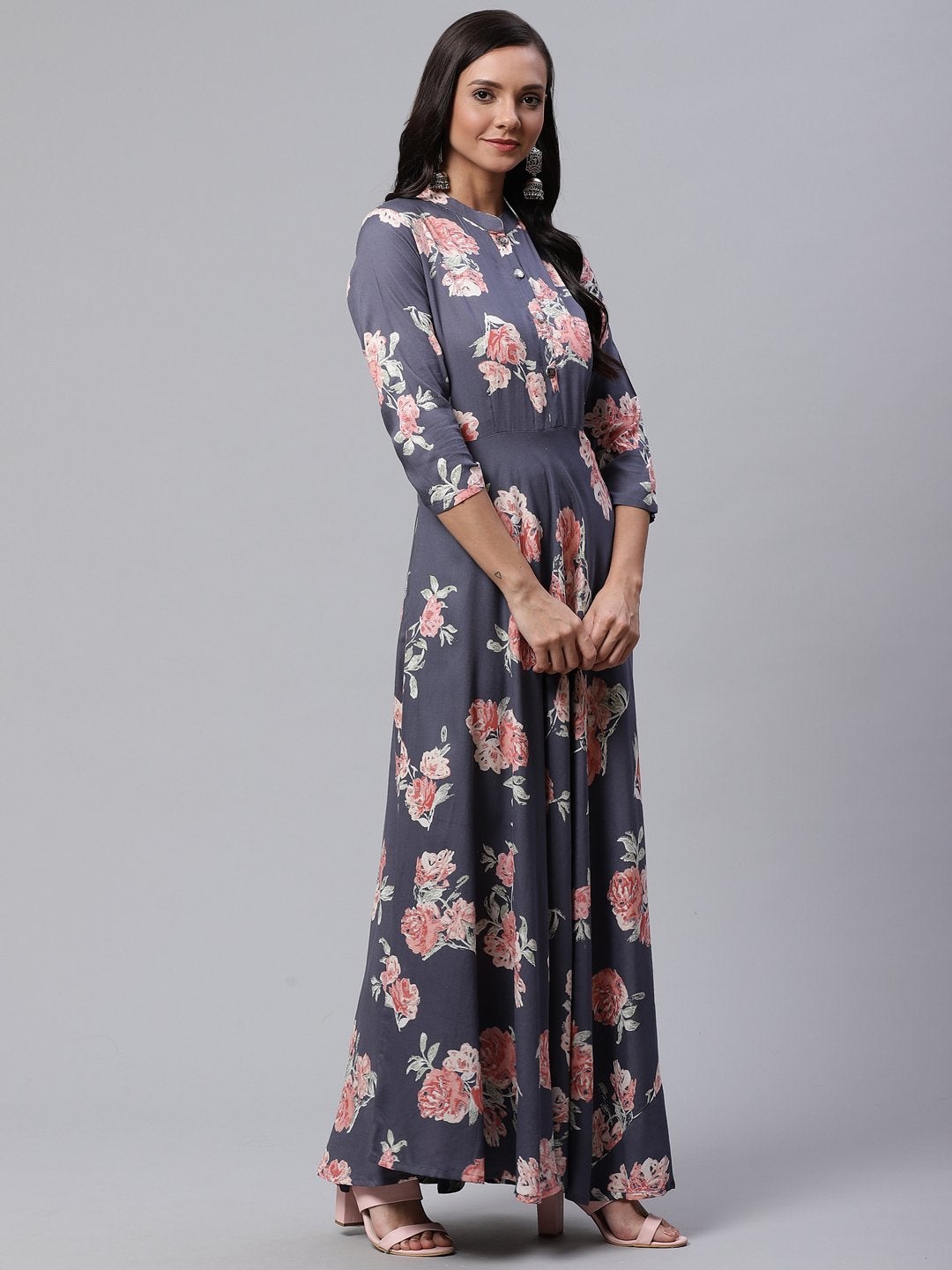 Women's Grey Anarkali Kurta