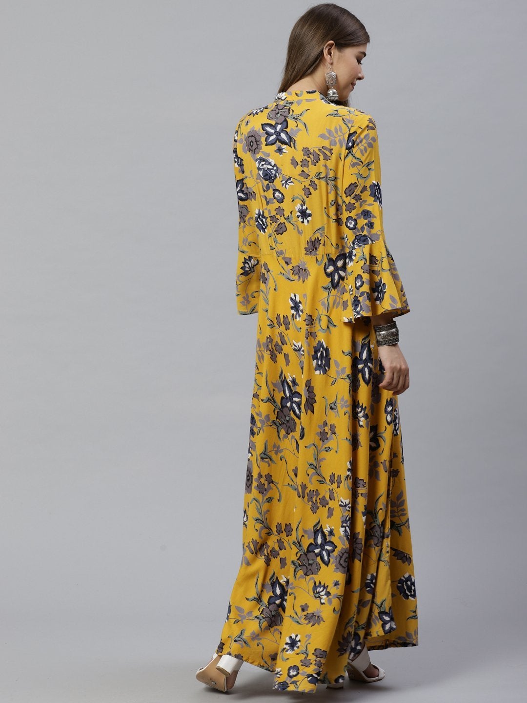 Women's Mustard Rayon Anarkali Kurta