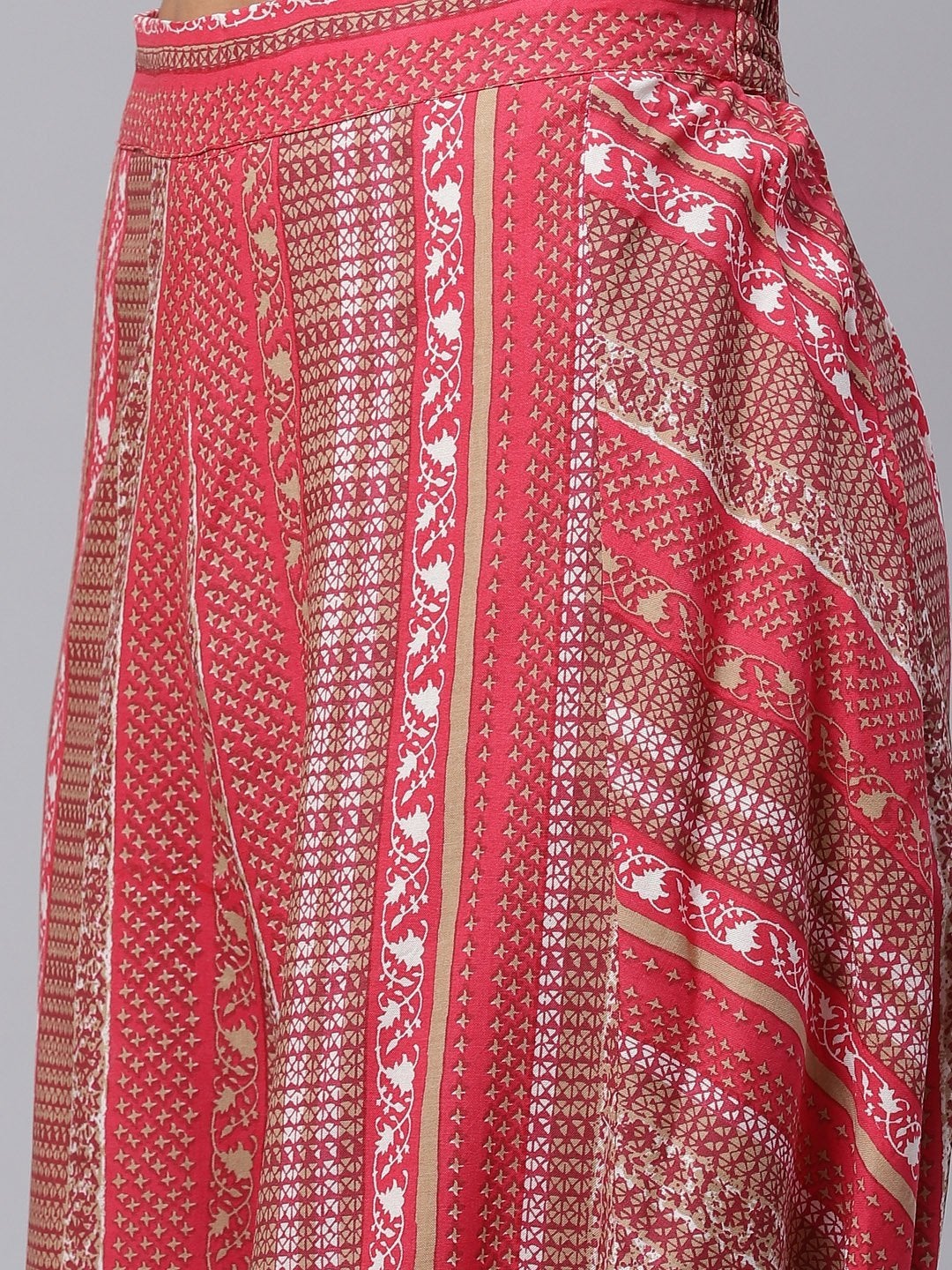 Women's Drape Style Kurti Plazzo Set With Attached Dupatta