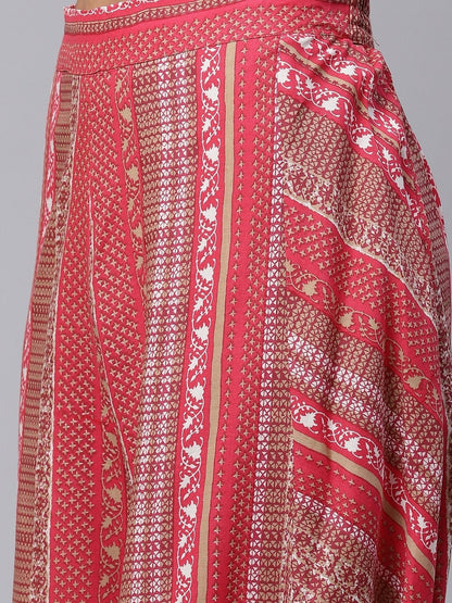Women's Drape Style Kurti Plazzo Set With Attached Dupatta