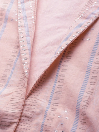 Women's Baby Pink Three Piece Palazzo Set With Jacket