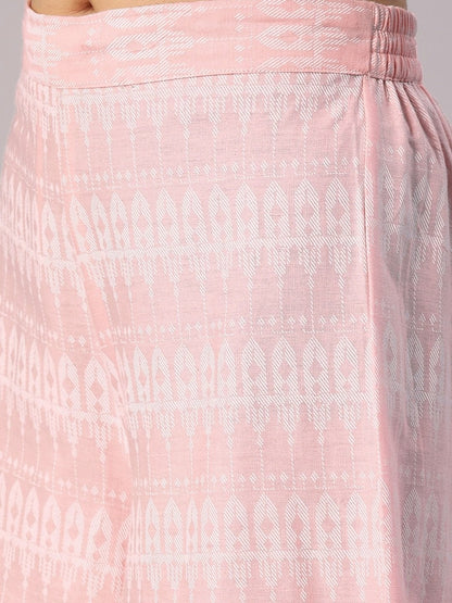 Women's Baby Pink Three Piece Palazzo Set With Jacket
