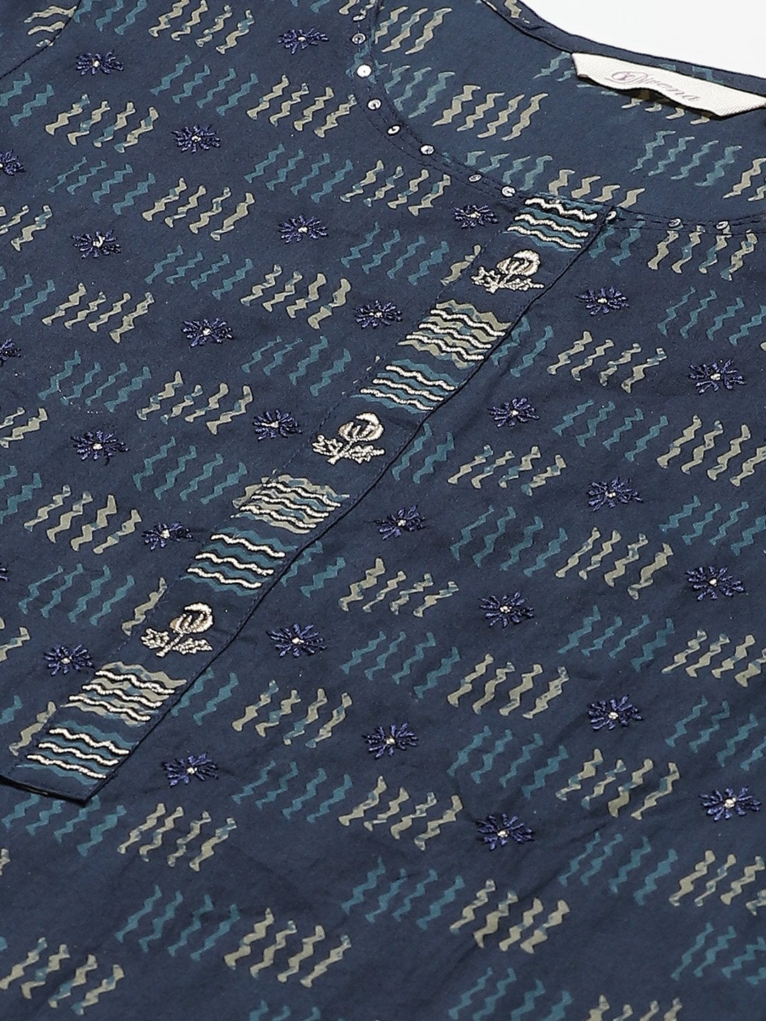 Women's Indigo Kurta Set With Palazzo and Dupatta