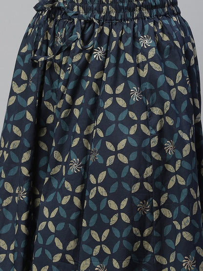 Women's Indigo Kurta Set With Palazzo and Dupatta