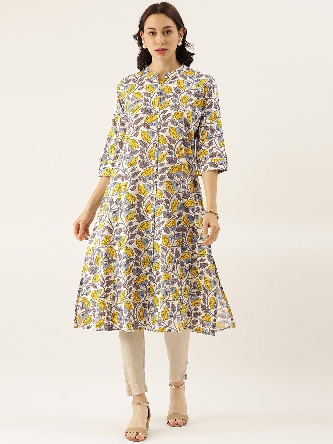 Women's The Dressify White Printed Cotton Kurta